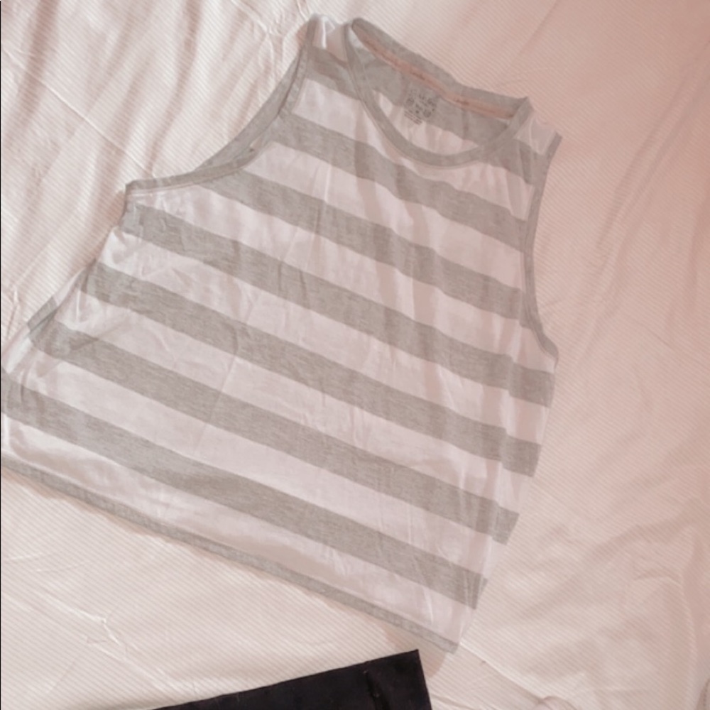 Calvin Klein workout tank gray and white striped